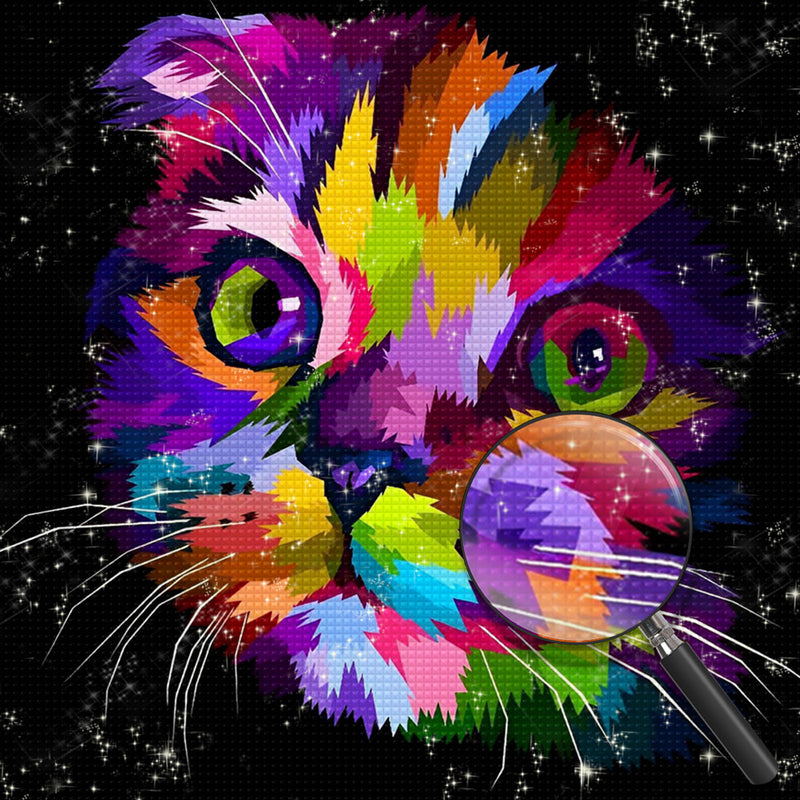 Traurige bunte Katze Diamond Painting