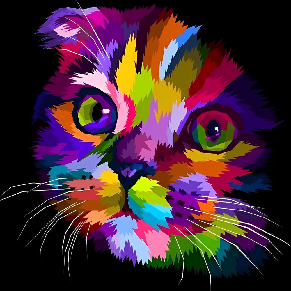 Traurige bunte Katze Diamond Painting