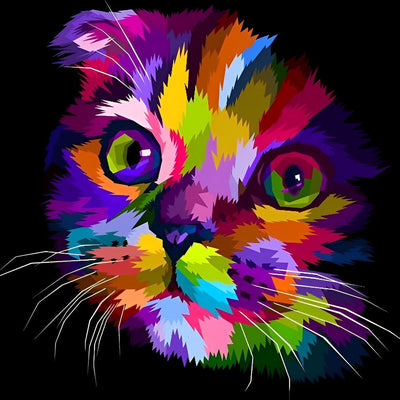Traurige bunte Katze Diamond Painting