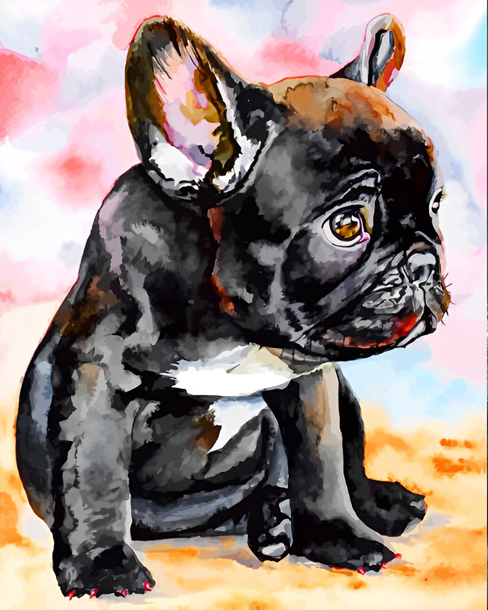 Traurige schwarze Bulldogge Diamond Painting