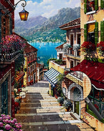 Treppen in einer Küstenstadt Diamond Painting