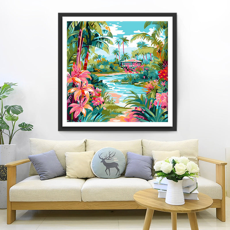 Tropische Pflanzen und Blumen Diamond Painting