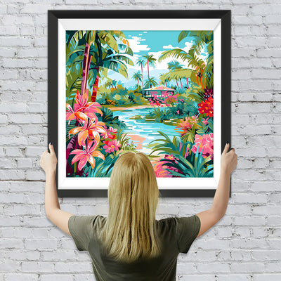 Tropische Pflanzen und Blumen Diamond Painting