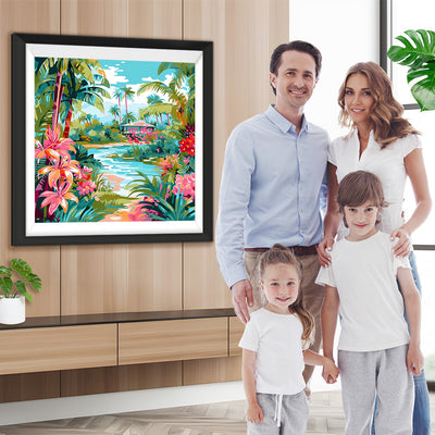 Tropische Pflanzen und Blumen Diamond Painting