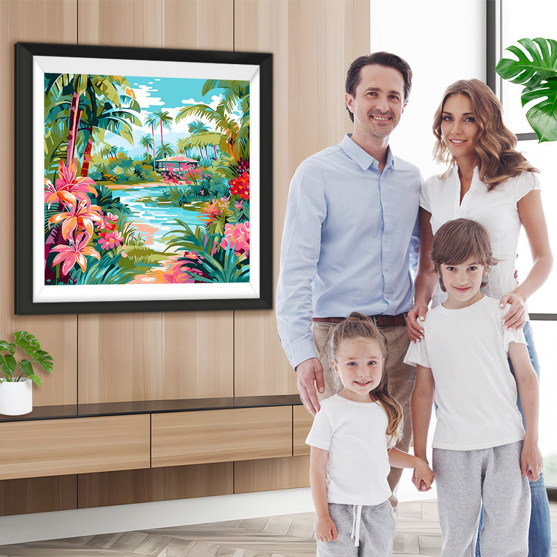Tropische Pflanzen und Blumen Diamond Painting