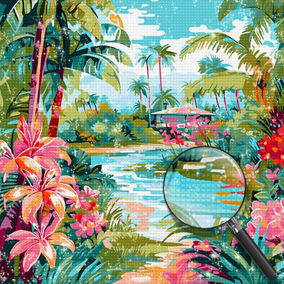 Tropische Pflanzen und Blumen Diamond Painting