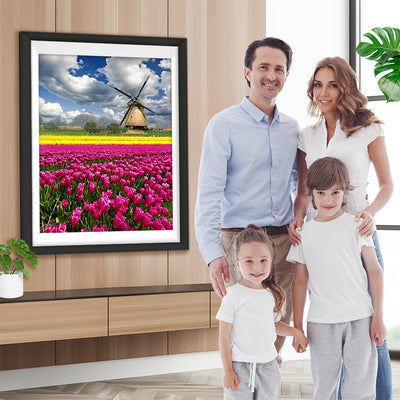 Tulpen und Windmühle Diamond Painting