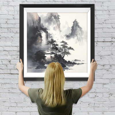 Tuschemalerei der Berge Diamond Painting