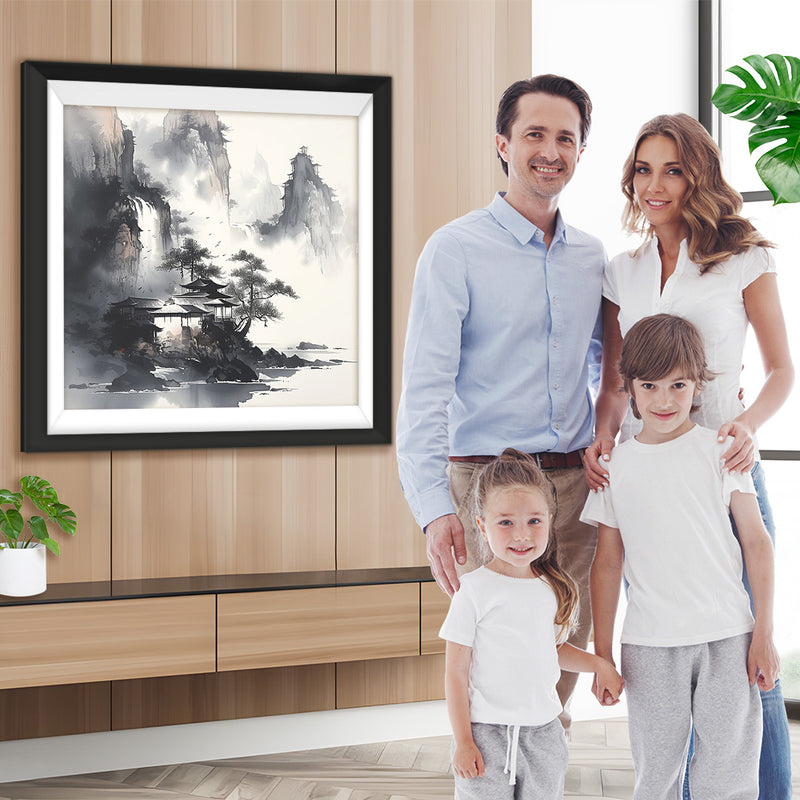 Tuschemalerei der Berge Diamond Painting
