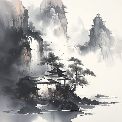 Tuschemalerei der Berge Diamond Painting