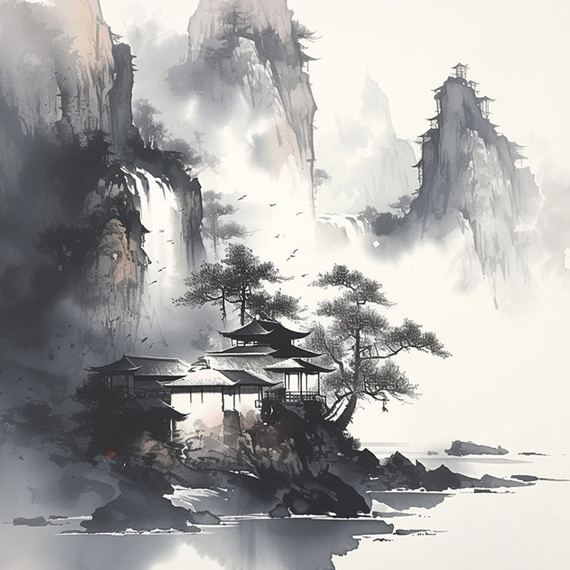 Tuschemalerei der Berge Diamond Painting