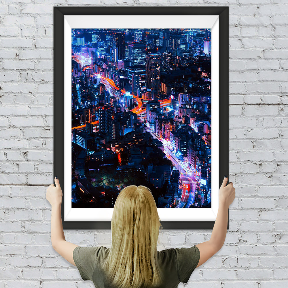 Überblick auf die Stadt in der Nacht Diamond Painting