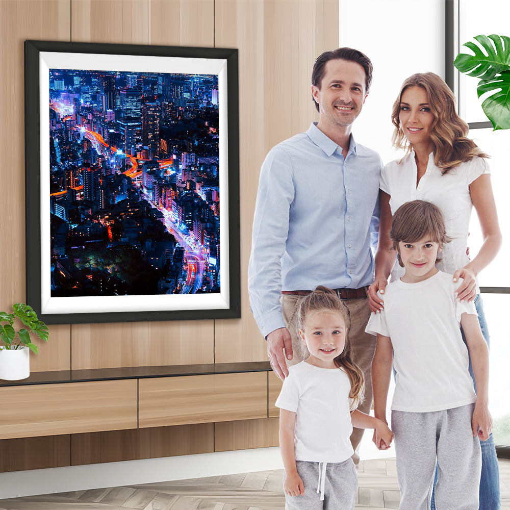 Überblick auf die Stadt in der Nacht Diamond Painting