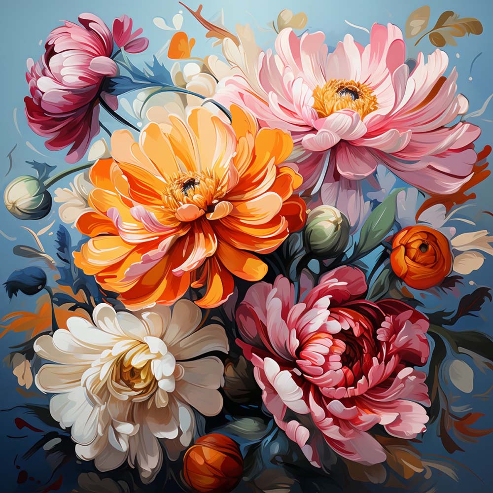 Üppige Chrysanthemen Diamond Painting