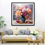 Üppige Chrysanthemen in einer grünen Vase Diamond Painting