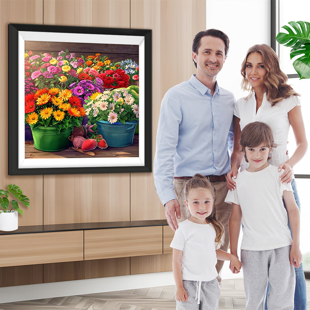 Üppige Gänseblümchen Topfpflanzen Diamond Painting