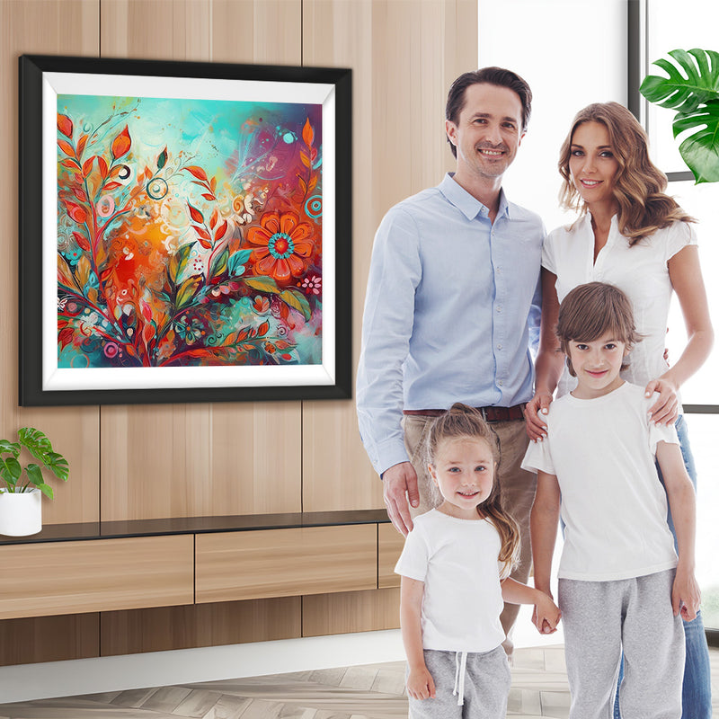 Üppige Weihnachtsblumen Diamond Painting