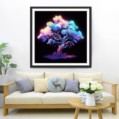 Üppiger Baum leuchtet im Dunkeln Diamond Painting