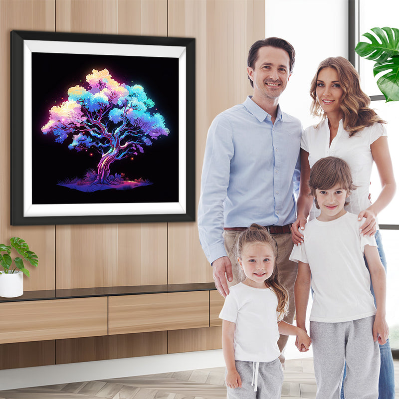 Üppiger Baum leuchtet im Dunkeln Diamond Painting