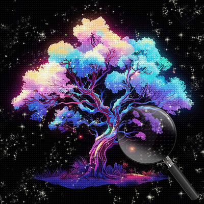 Üppiger Baum leuchtet im Dunkeln Diamond Painting