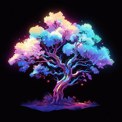 Üppiger Baum leuchtet im Dunkeln Diamond Painting