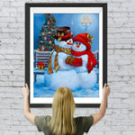 Umarmende Schneemänner an Weihnachten Diamond Painting