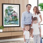 Vase, Vogelkäfig und Sukkulente Diamond Painting