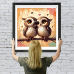 Verliebtes Eulenpaar auf einem Zweig Diamond Painting