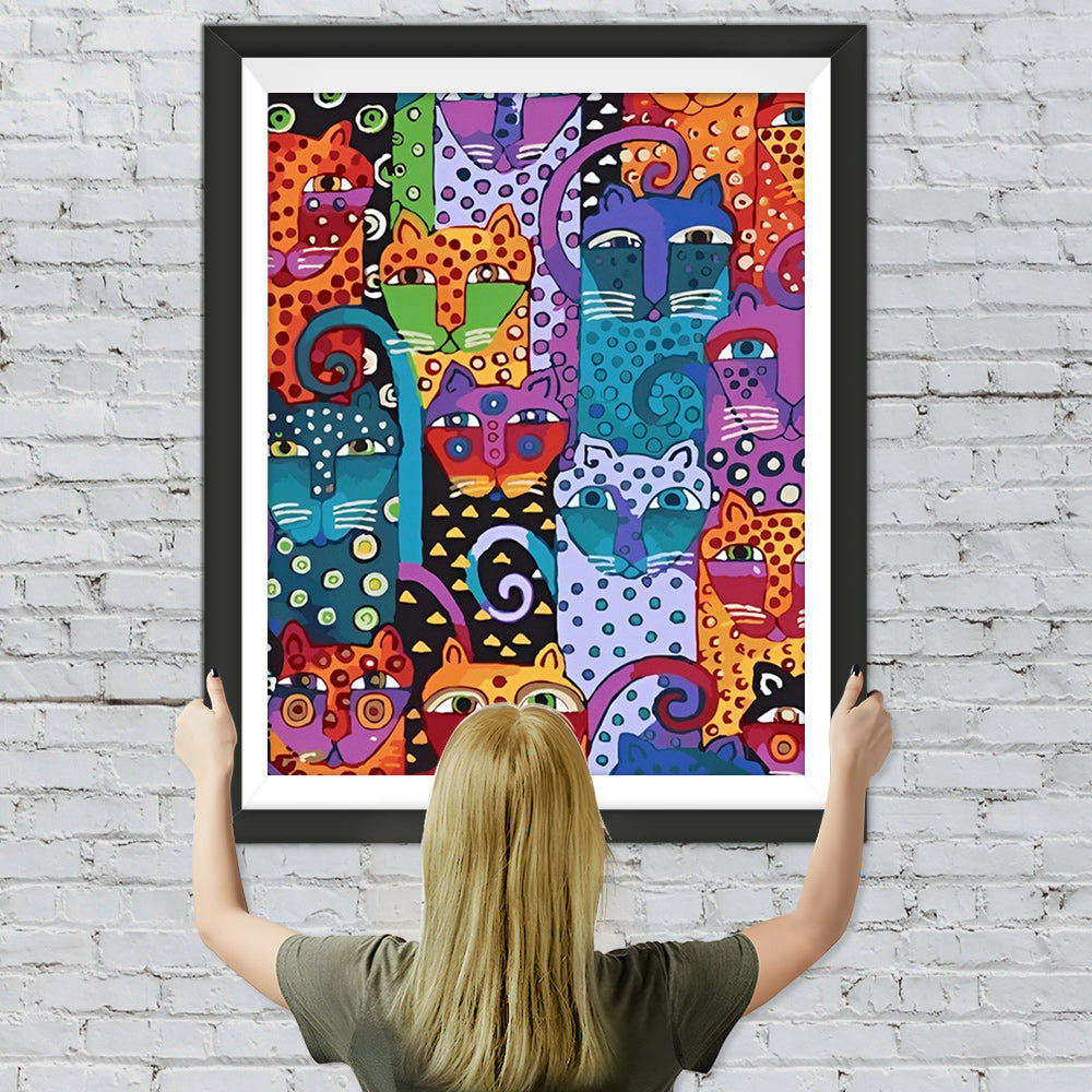 Verschiedene bunte Cartoon-Katzen Diamond Painting