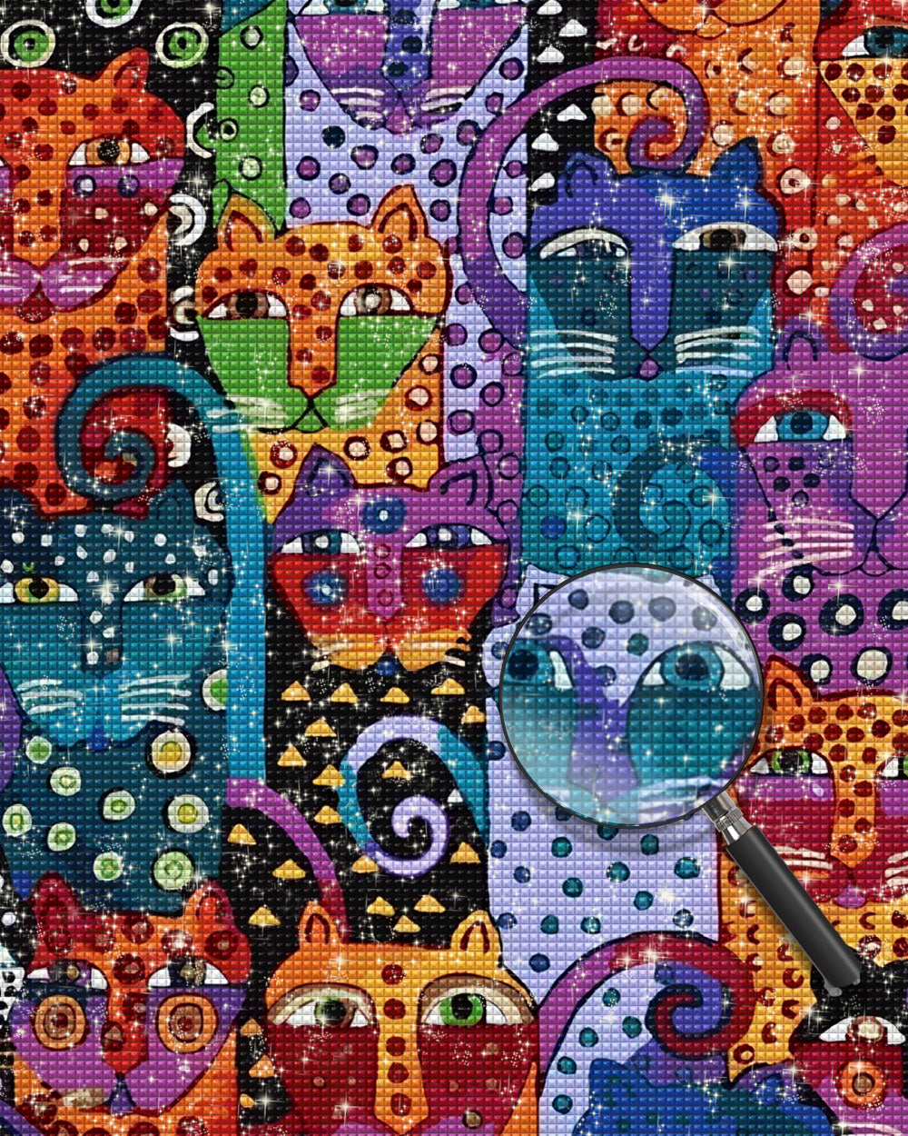 Verschiedene bunte Cartoon-Katzen Diamond Painting