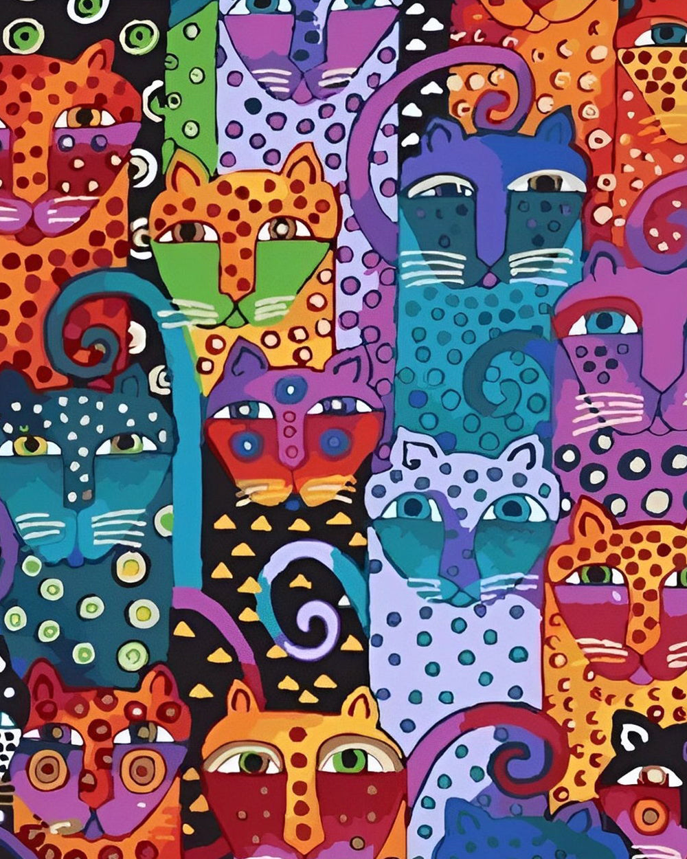 Verschiedene bunte Cartoon-Katzen Diamond Painting