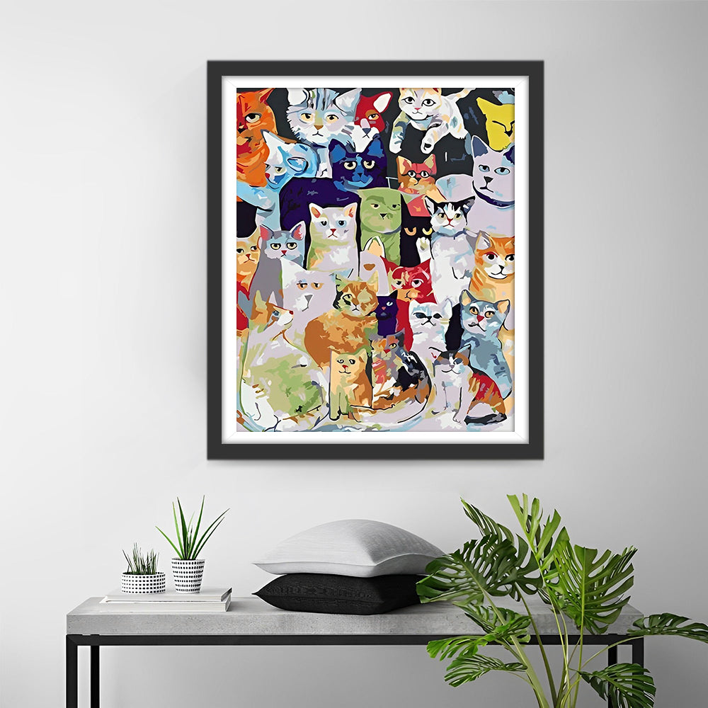 Verschiedene Cartoonkatzen Diamond Painting
