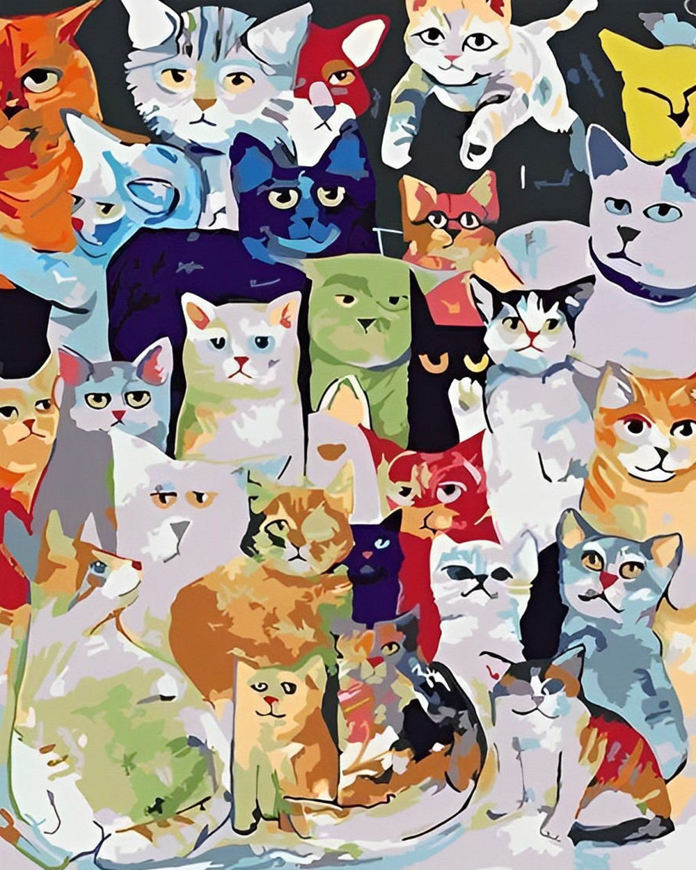 Verschiedene Cartoonkatzen Diamond Painting