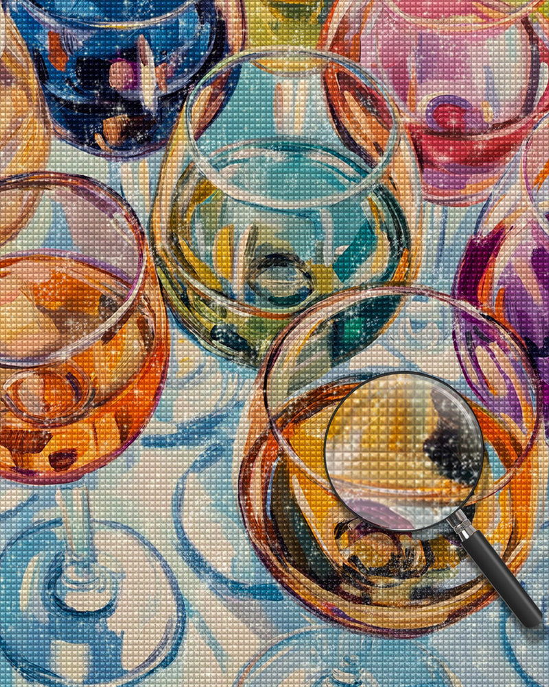 Verschiedene farbige Glasbecher Diamond Painting