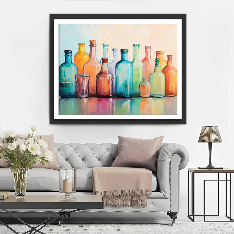 Verschiedene farbige Glasflaschen Diamond Painting
