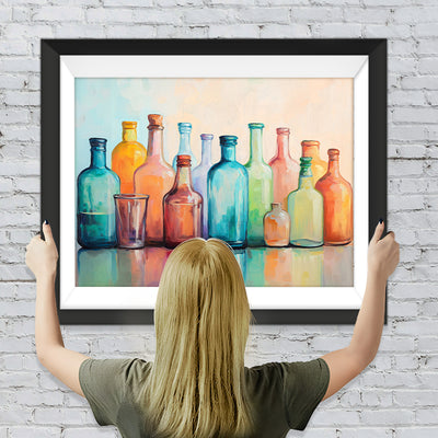 Verschiedene farbige Glasflaschen Diamond Painting