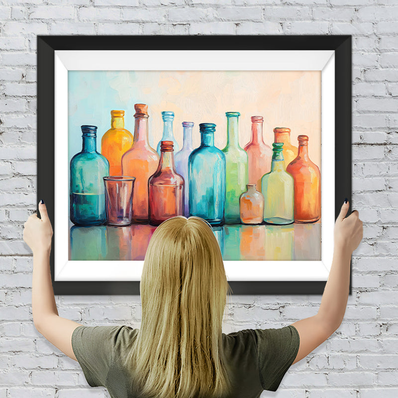 Verschiedene farbige Glasflaschen Diamond Painting