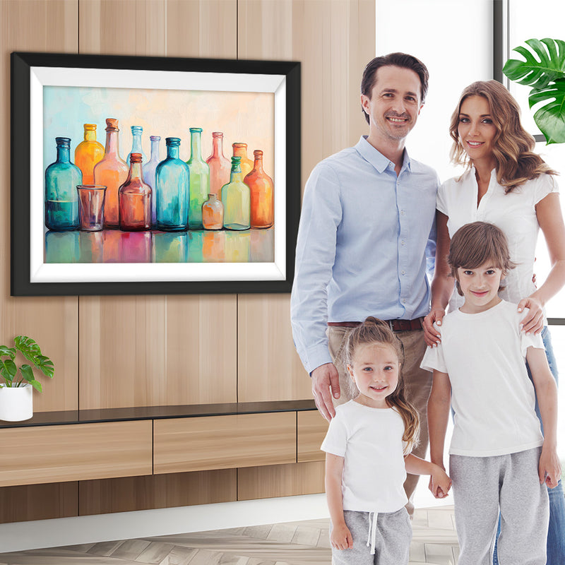 Verschiedene farbige Glasflaschen Diamond Painting