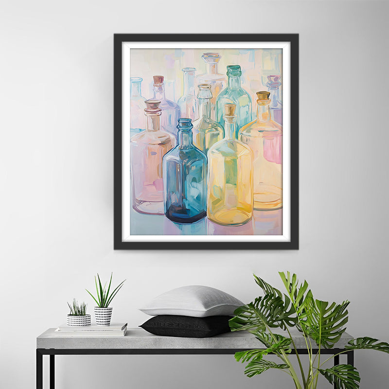 Verschiedene farbige Glasflaschen Diamond Painting