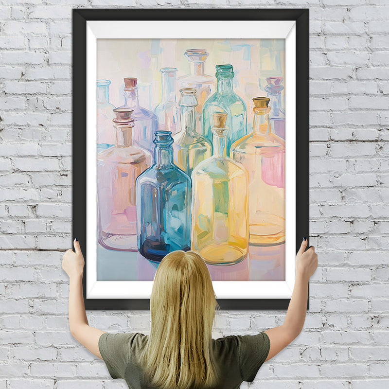 Verschiedene farbige Glasflaschen Diamond Painting