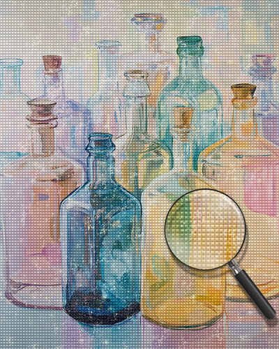 Verschiedene farbige Glasflaschen Diamond Painting