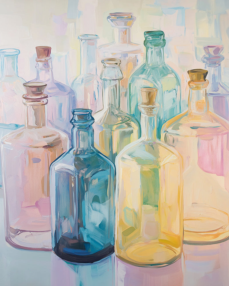 Verschiedene farbige Glasflaschen Diamond Painting
