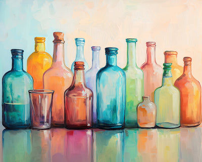 Verschiedene farbige Glasflaschen Diamond Painting