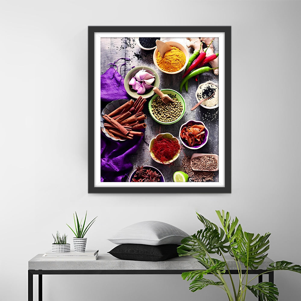 Verschiedene Würzmittel und Gewürze Diamond Painting