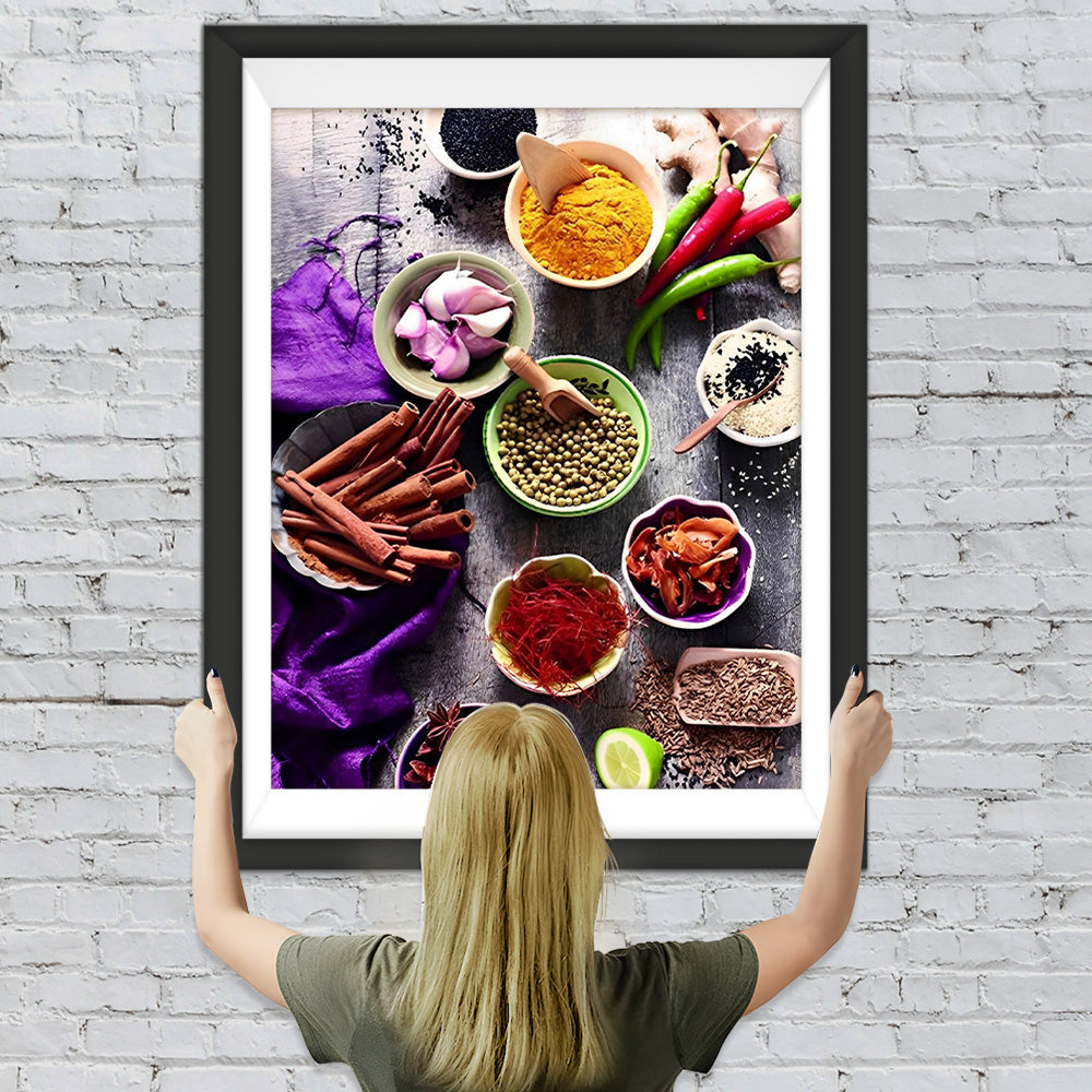 Verschiedene Würzmittel und Gewürze Diamond Painting