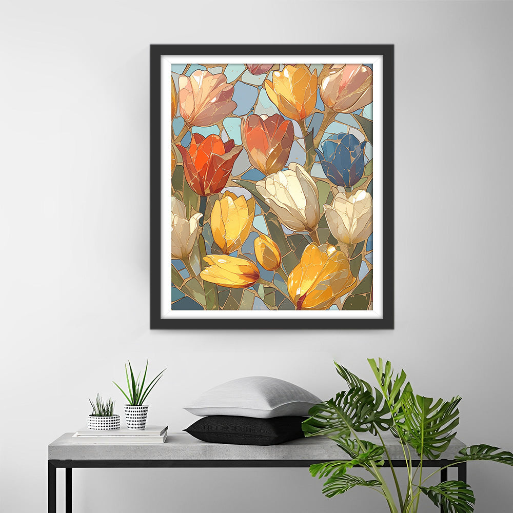 Verschiedenfarbige Tulpen Diamond Painting