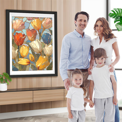 Verschiedenfarbige Tulpen Diamond Painting