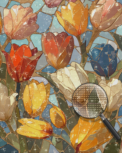 Verschiedenfarbige Tulpen Diamond Painting
