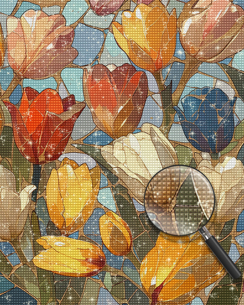 Verschiedenfarbige Tulpen Diamond Painting