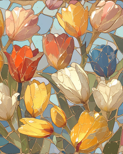 Verschiedenfarbige Tulpen Diamond Painting